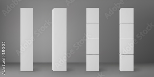 Tela Base white square columns set isolated on grey background