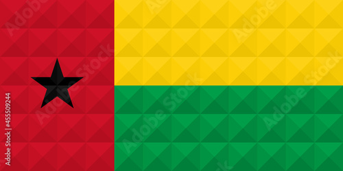 Artistic flag of Guinea-Bissau with 3d geometric wave concept art design. Correct Proportion. No opacity effect. Eps (vector) and JPEG (high resolution) format in zip file.
