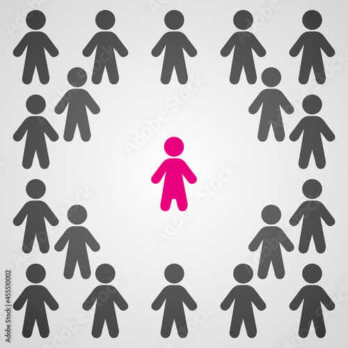 Sexism or discrimination in a social or business group. Vector illustration VI.