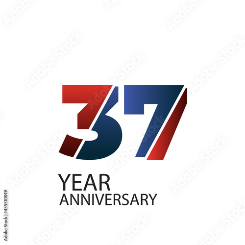 37 th anniversary event party. Vector illustration. numbers template for Celebrating.