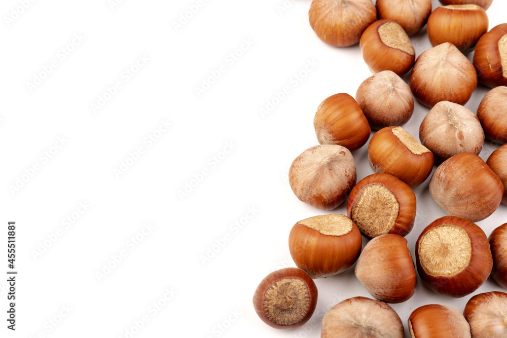Group of hazelnuts, isolated on white background Group of hazelnuts, isolated on white background