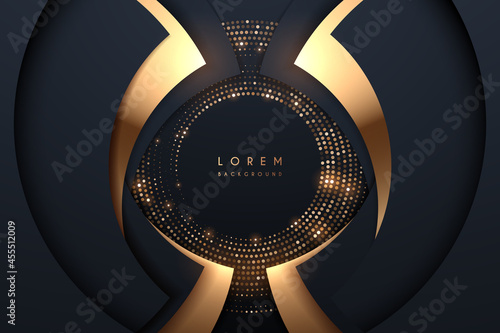 Abstract black and gold circle luxury background
