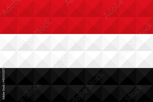 Artistic flag of Yemen with 3d geometric wave concept art design. Correct Proportion. No opacity effect. Eps (vector) and JPEG (high resolution) format in zip file.