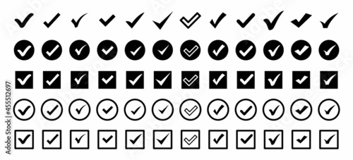 Set of check mark. Done icon symbol. Check mark icon. Checkbox icons and check marks. Profile verification icons. Vector checklist marks icon set for websites, mobile apps and other developers