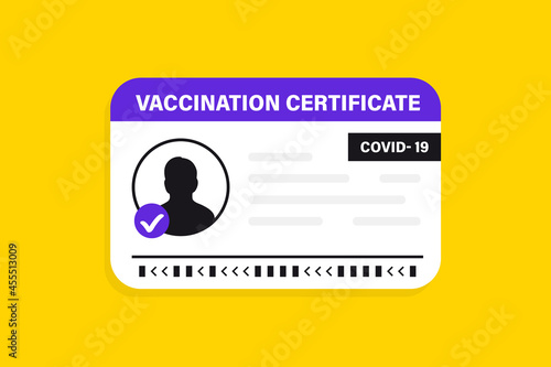 Covid-19 vaccine passport. Vaccination certificate, medical card or passport for travel in time pandemic. Vector illustration of vaccination card, Male and female. International immunity certificate