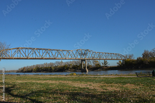 Steel bridge over the Missouri river Bellevue Nebraska 