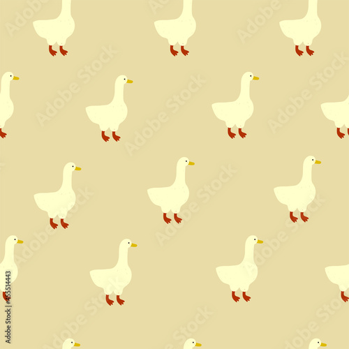 Cute minimalistic geese in  scandinavian style on beige background. Childish  vector  design for textiles, wallpapers, designer paper, etc