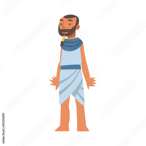 Egyptian Man Character Wearing Authentic Garment and Neck Collar Vector Illustration