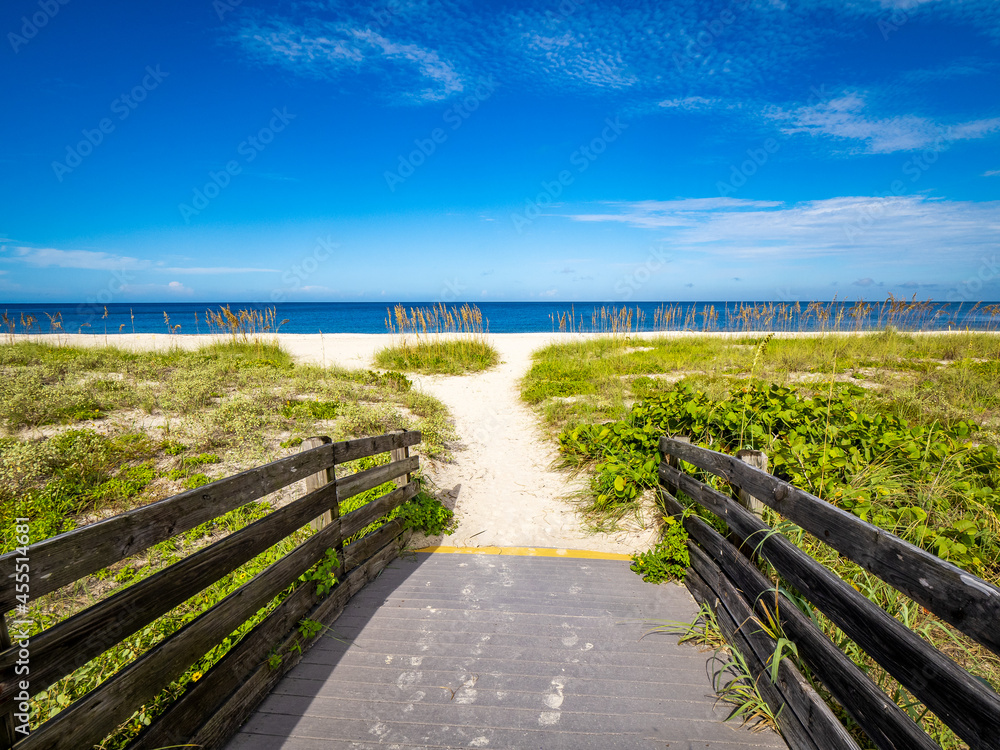 Boardwalk to Nokomis Beach in Southwest Florida on the Gulf of Mexico in Nokomis Florida USA
