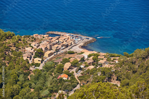 Balearic islands mediterranean coastline. Picturesque village Valldemossa harbor. Mallorca photo