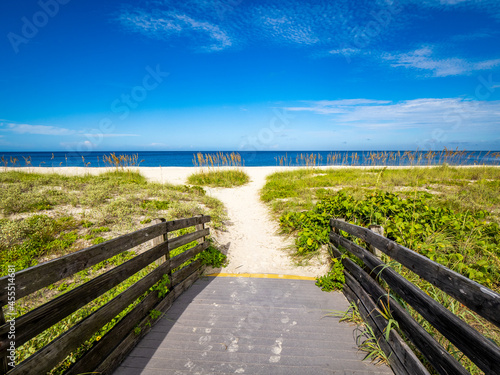 Fototapeta Naklejka Na Ścianę i Meble -  Boardwalk to Nokomis Beach in Southwest Florida on the Gulf of Mexico in Nokomis Florida USA