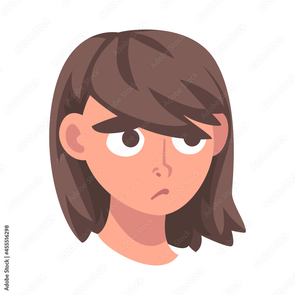 Woman Head with Guilty Look as Facial Expression Vector Illustration Woman Head with Guilty Look as Facial Expression Vector Illustration