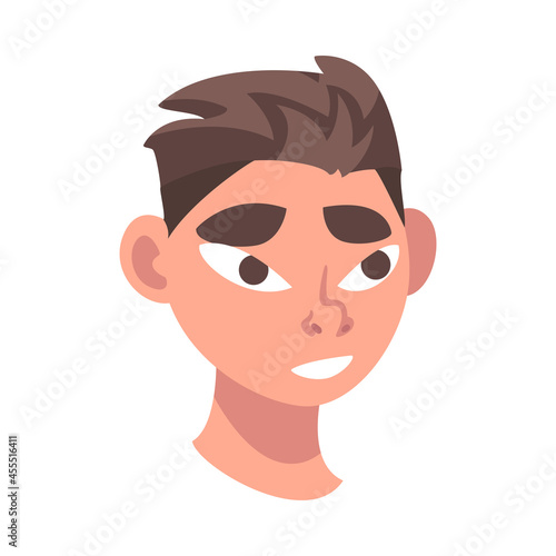 Woman Head with Smiling Look as Facial Expression Vector Illustration