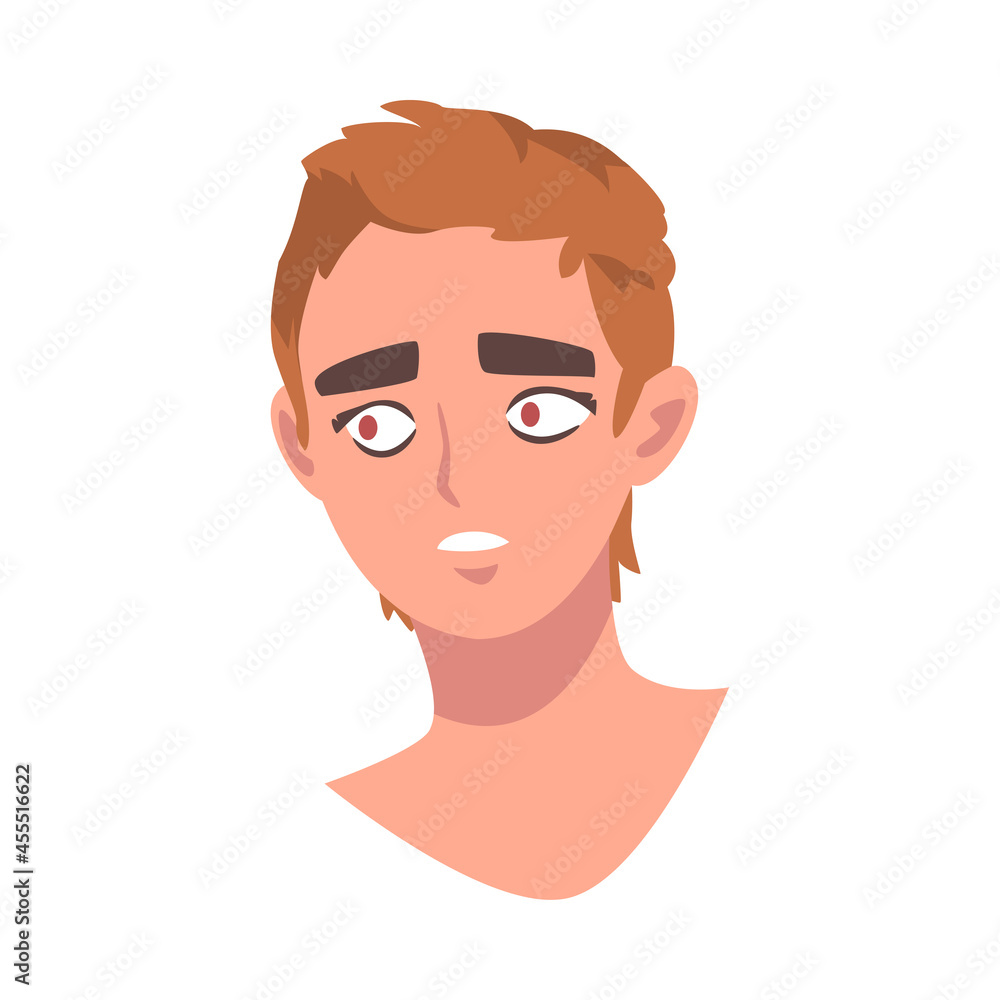 Woman Head with Worried Look as Facial Expression Vector Illustration Woman Head with Worried Look as Facial Expression Vector Illustration
