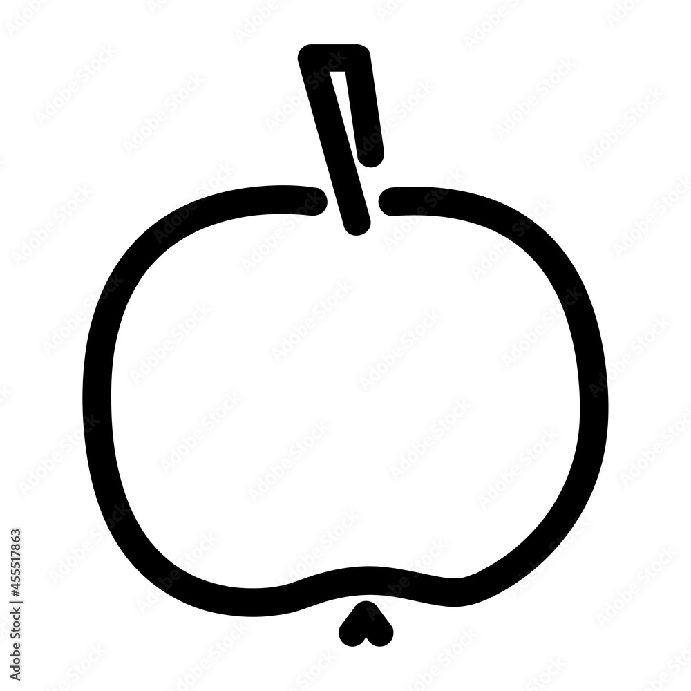 Vector monochrome illustration of apple logo Simple outline Vector monochrome illustration of apple logo Simple outline