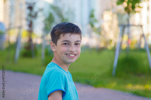 Boy in the city, city life, summer portrait