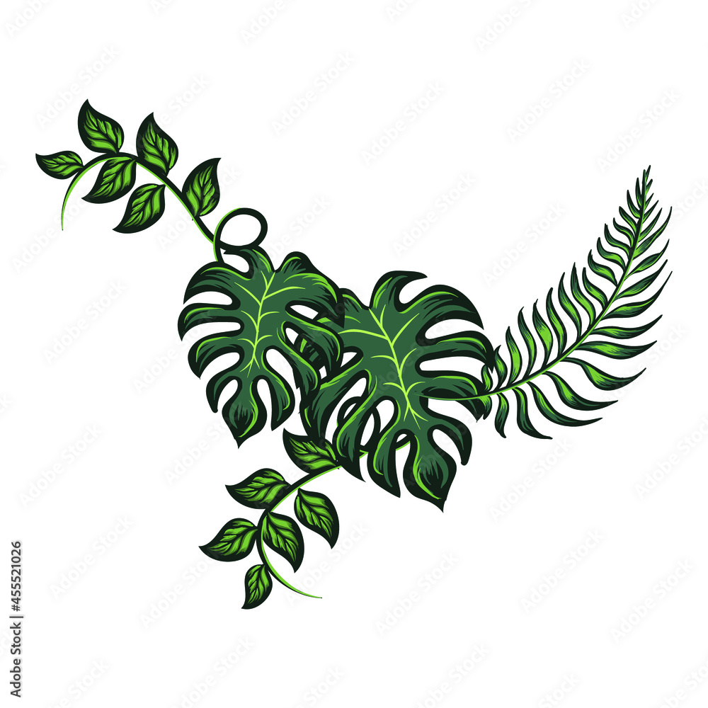 Obraz premium green tropical leaf