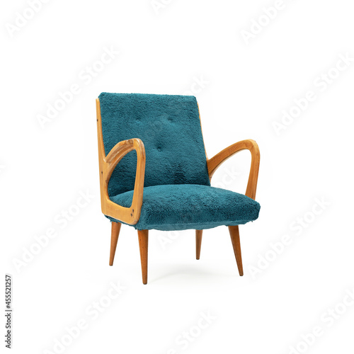 plush armchair on white background