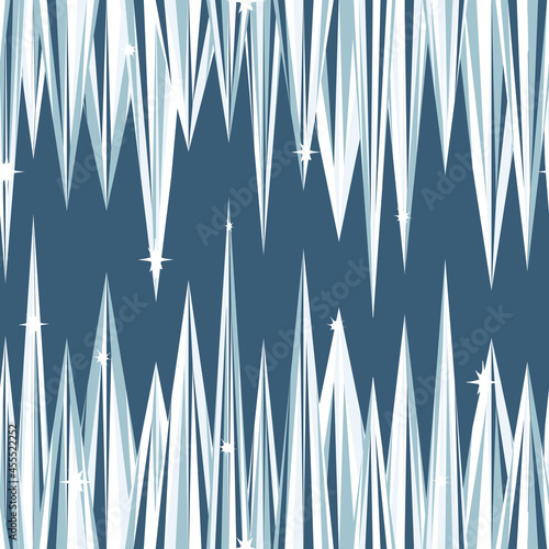 Seamless vector pattern with icicles on grey background. Simple winter season wallpaper design. Decorative frozen fashion textile.