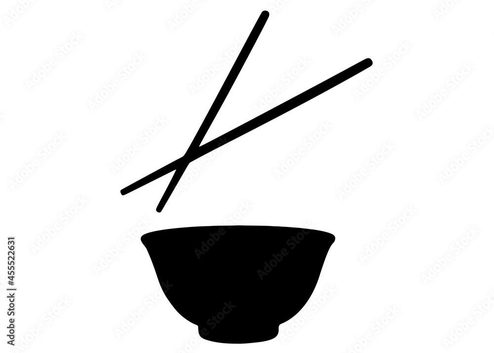 A plate with chopsticks for Chinese cuisine. Vector image. A plate with chopsticks for Chinese cuisine. Vector image.