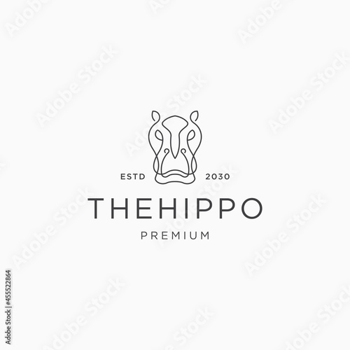 Flat vector The hippo line logo icon design template