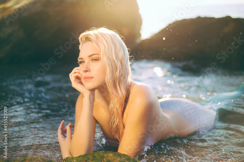Blonde in a mermaid costume 