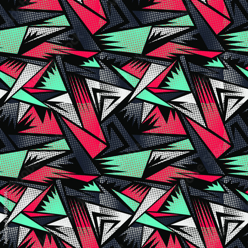 Seamless abstract urban pattern with curved triangle elements 