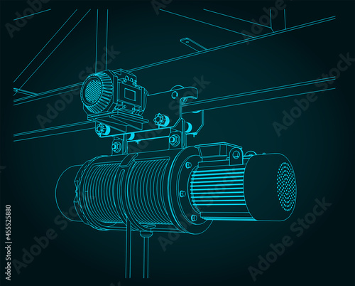 Jib crane electric chain hoist close-up