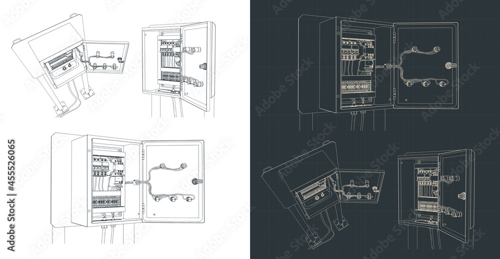 Electrical cabinet blueprints - obrazy, fototapety, plakaty 