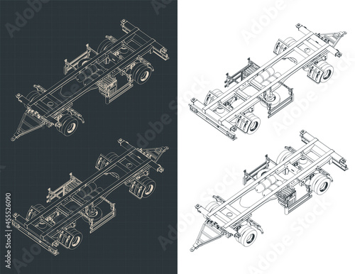 Container trailer isometric blueprints