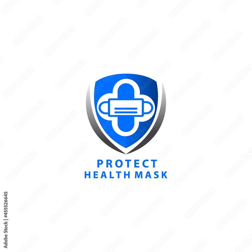 Shield with mask vector logo template. This logo suitable for preventive from virus. Shield with mask vector logo template. This logo suitable for preventive from virus.