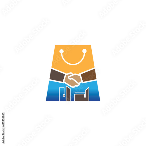 shopping approval logo hand illustration vector design