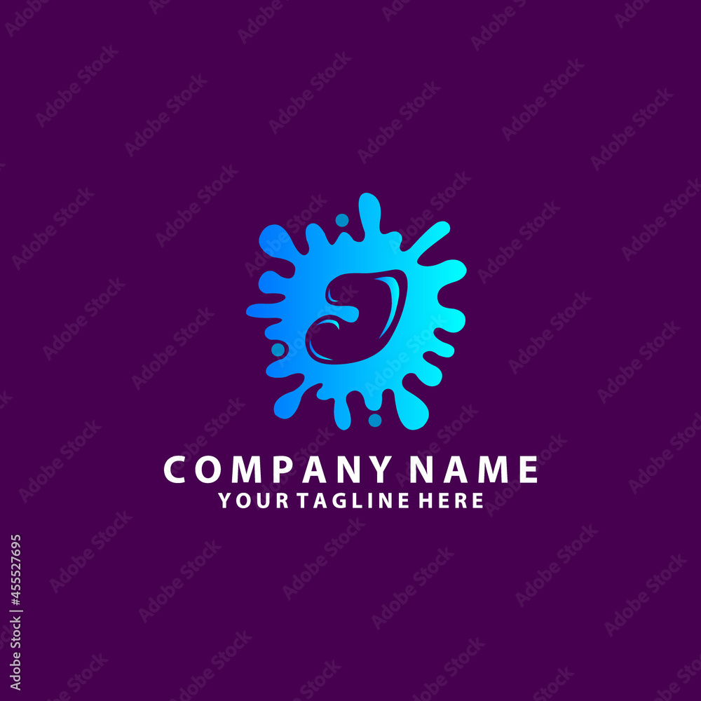 Fototapeta premium initial letter j water splash logo. modern icon, template design