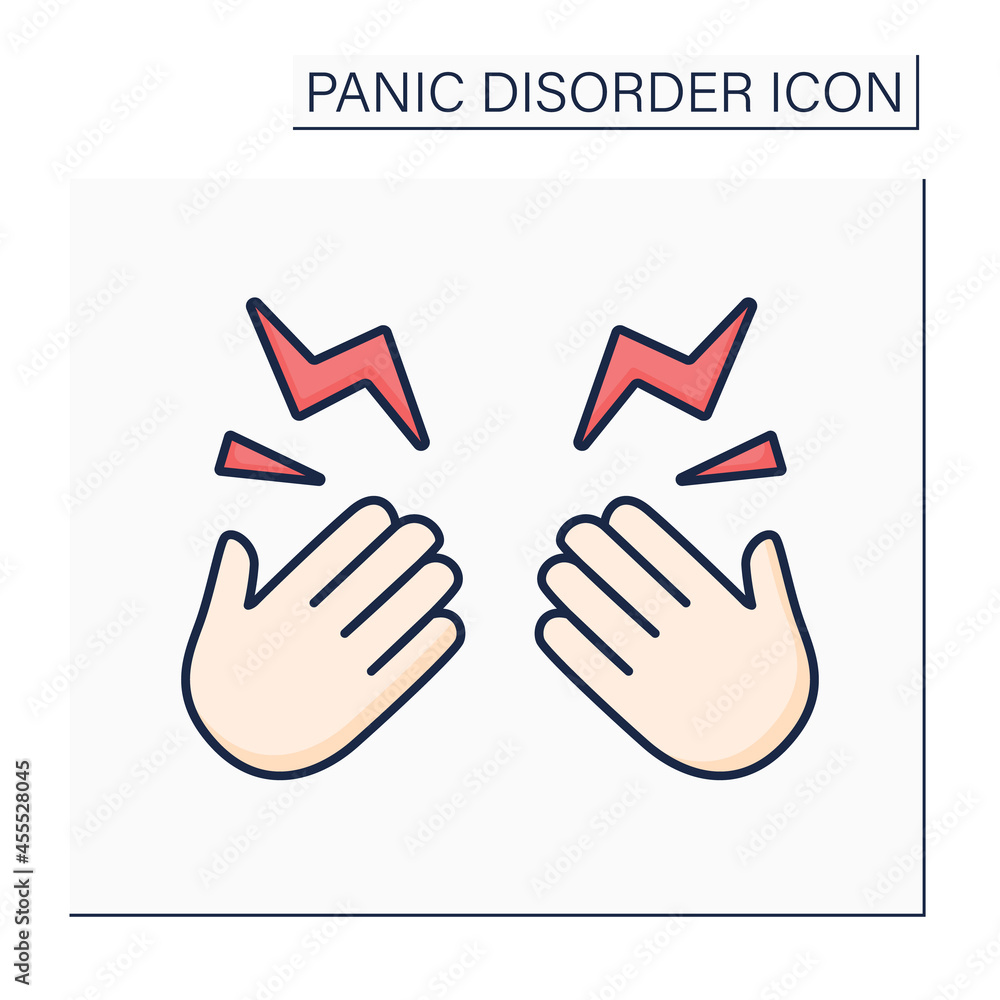 Tingling sensation color icon. Feeling tingling hands, feet, arms and