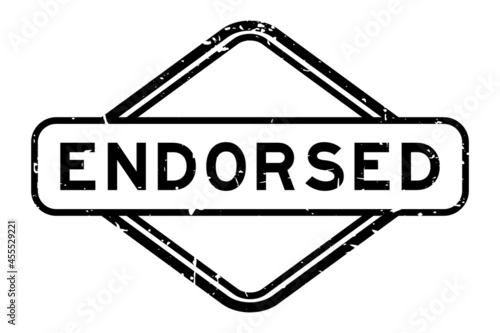 Grunge black endorsed word rubber seal stamp on white background