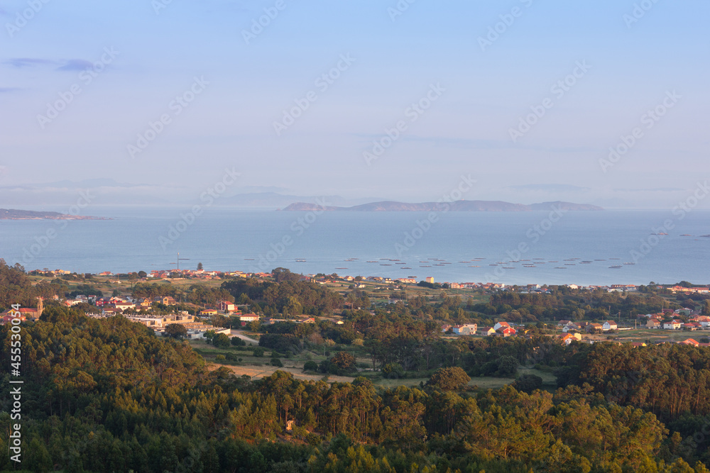 View of the village and beach of Vilar, Galicia, Spain