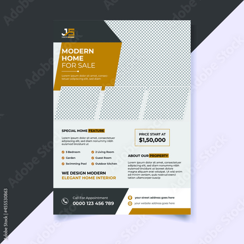 Modern home for sale real estate flyer template