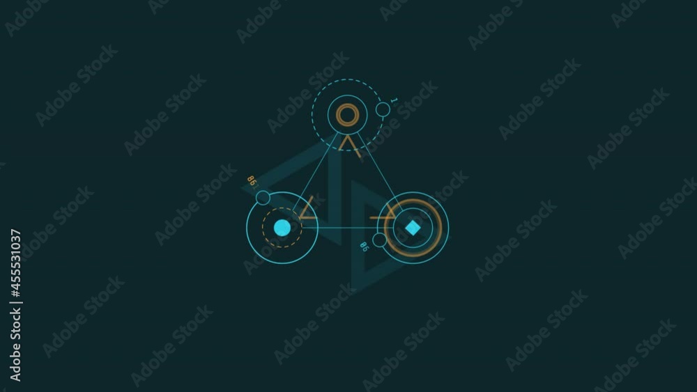 Looped animation of circles and triangles HUD element. Looped animation of circles and triangles HUD element.