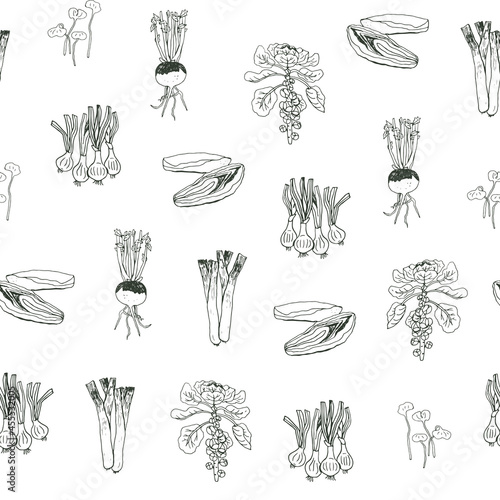 Vegetables seamless vector green pattern