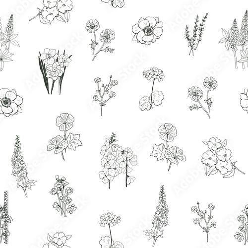 Fotografia flowers spring vector seamless pattern