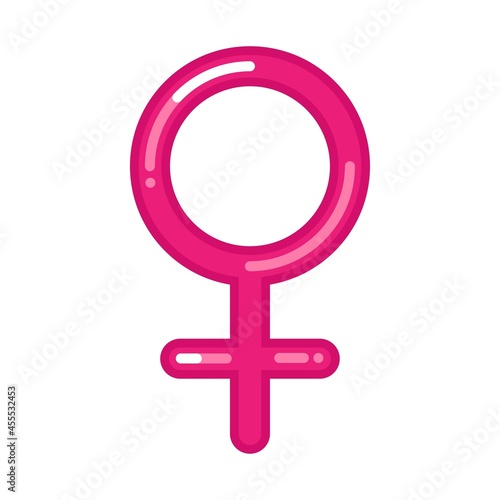Vector female gender symbol flat icon isolated on white background