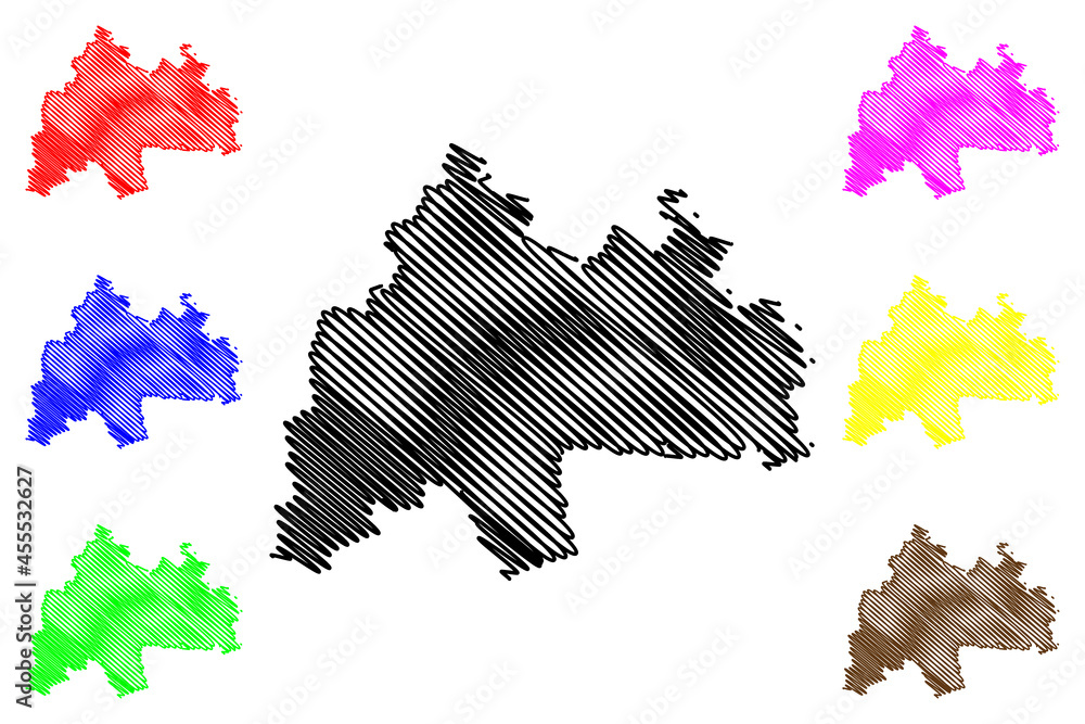 Obraz premium Sommerda district (Federal Republic of Germany, rural district, Free State of Thuringia) map vector illustration, scribble sketch Soemmerda map