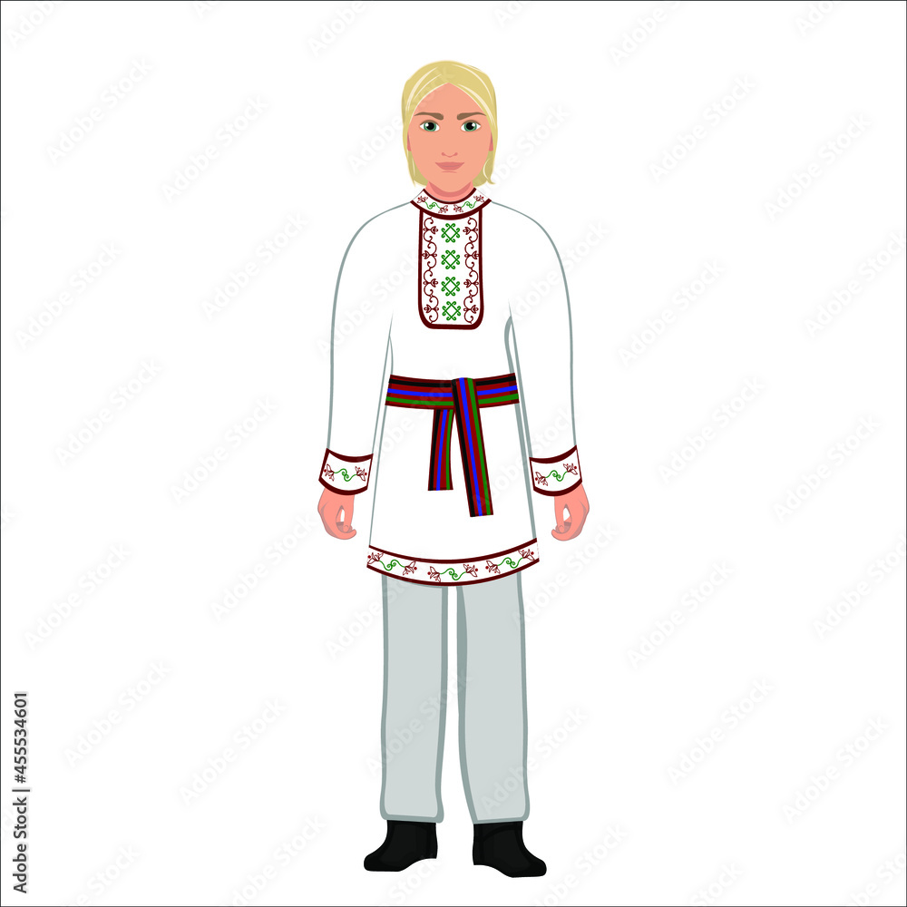 Men's folk national Belarusian costume. Vector illustration Men's folk national Belarusian costume. Vector illustration