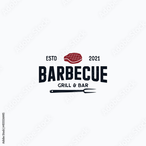 Vintage barbecue steak grilled logo