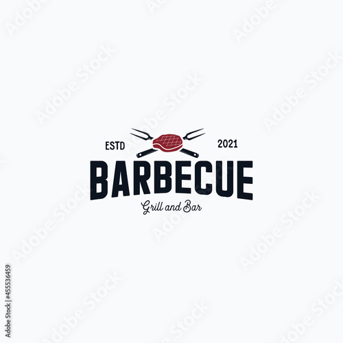 Vintage barbecue steak grilled logo