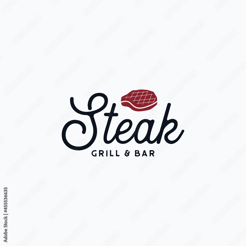 Fototapeta premium Vintage barbecue steak grilled logo