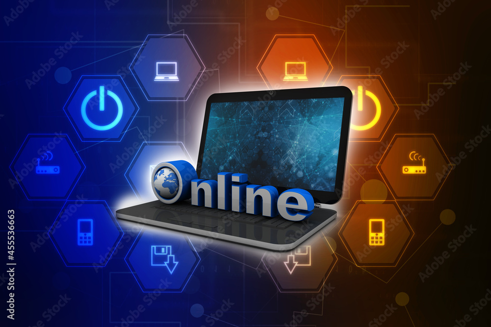 3d online Online globe in laptop 3d online Online globe in laptop