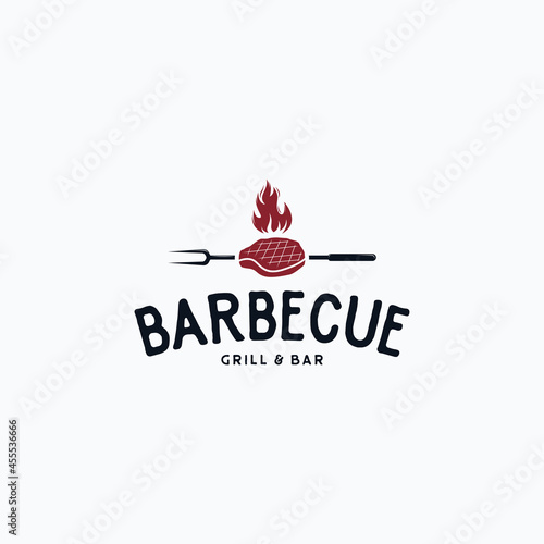 Vintage barbecue steak grilled logo
