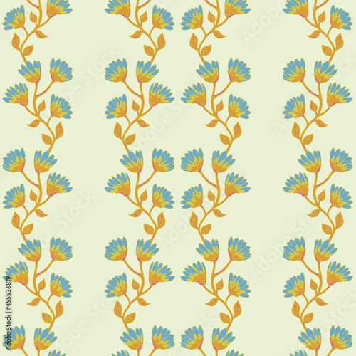 Vector seamless pattern with hand drawn flowers. Beautiful floral ornament.
