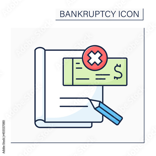 Petition color icon. Formal letter to court asking person or company to be declared bankrupt. Official document. Bankruptcy concept. Isolated vector illustration 